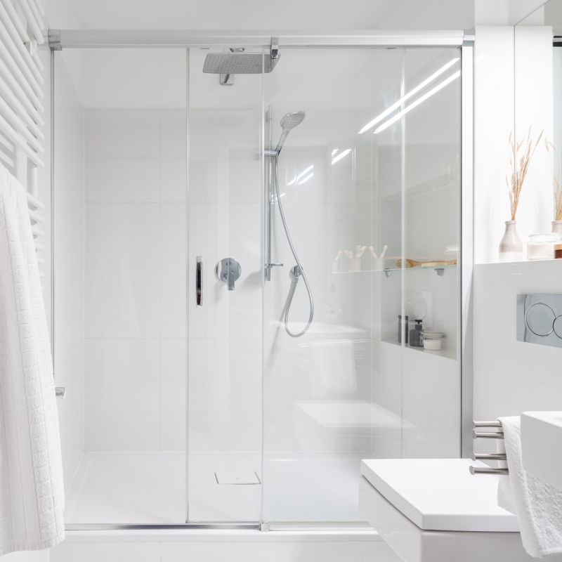Contemporary Shower with Glass Door